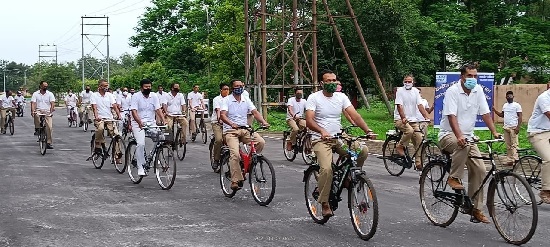 सीआईएसएफ का आजादी का अमृत महोत्सव के तहत साइकिल रैली का आयोजन